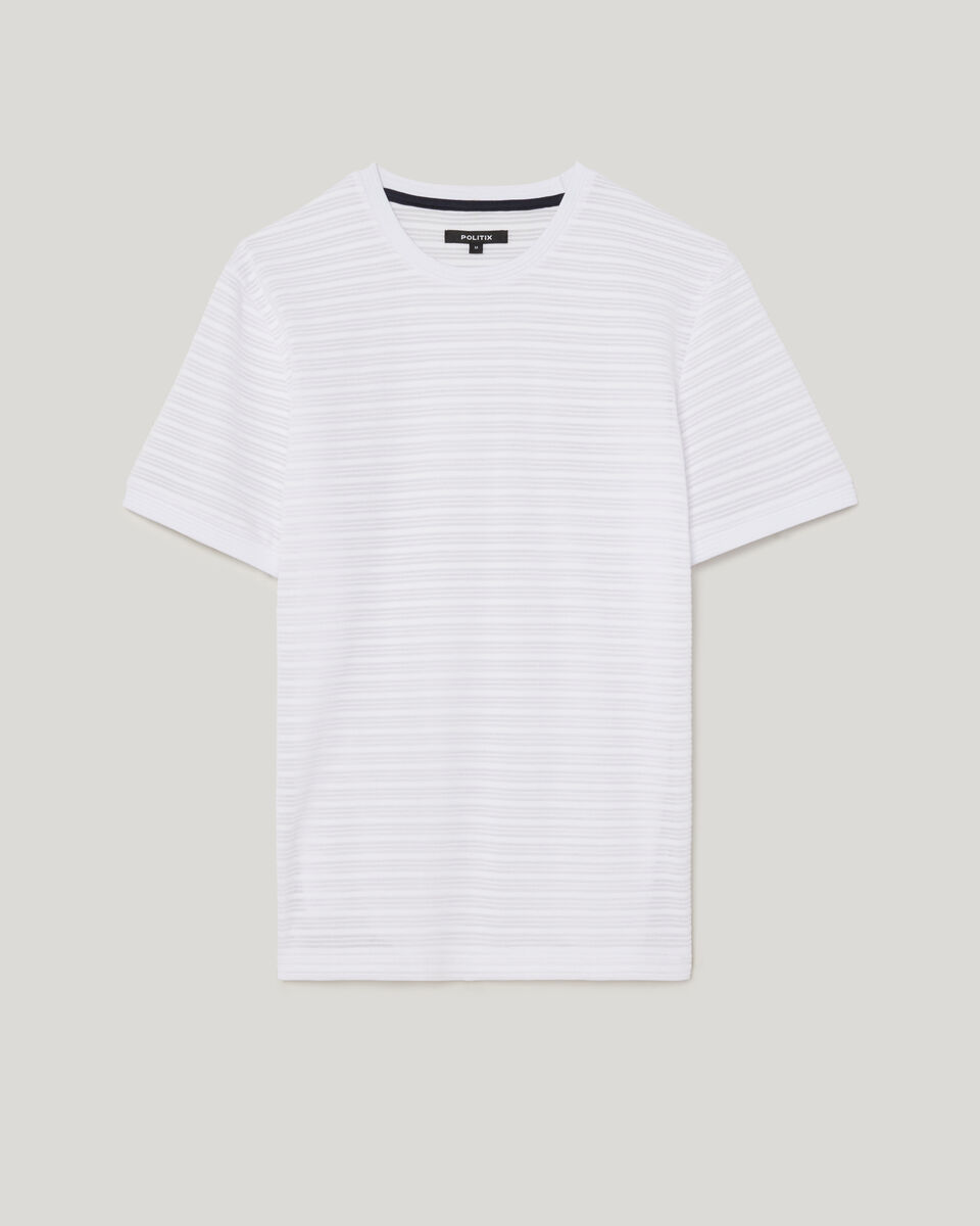 Stripe Jacquard Tee, White, hi-res